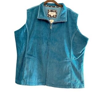 NWT Vermont Country Store Womens Whale Wide Teal Corduroy Full Zipper Ve…